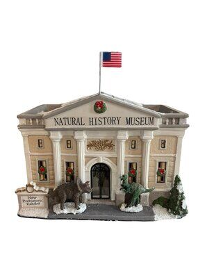 St Nicholas Square Natural History Museum Illuminated Christmas Village Dinosaur